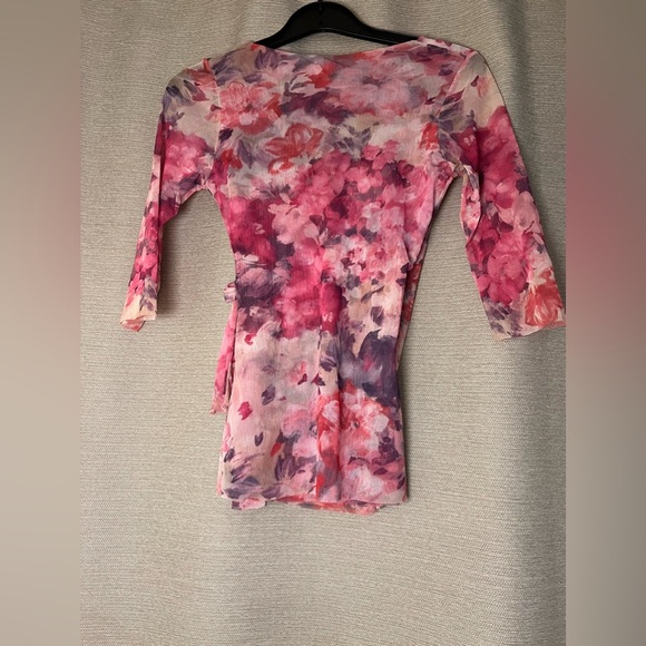 Johnny Heaven Mesh Material Romantic Floral 90’s Y2k 2000’s Top Blouse - Picture 2 of 9